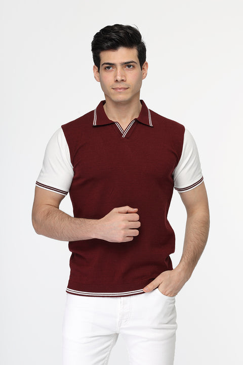 Polo Shirt Regular Fit Knitted Maroon