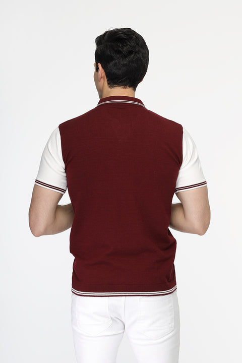 Polo Shirt Regular Fit Knitted Maroon