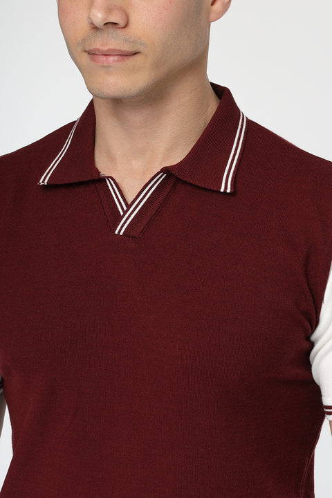 Polo Shirt Regular Fit Knitted Maroon