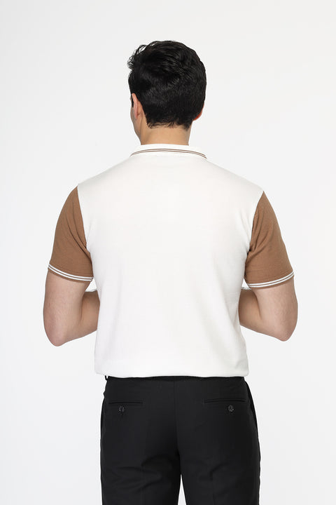 Polo Shirt Regular Fit Knitted Off White