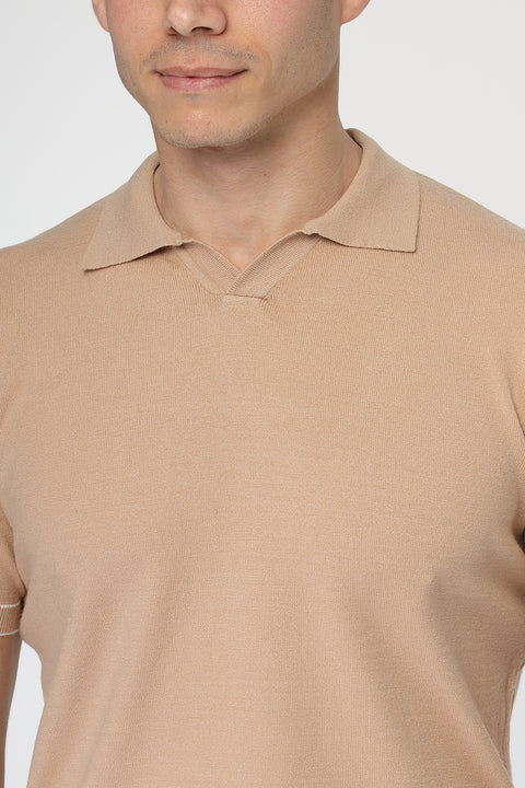 Polo Shirt Regular Fit Knitted Beige