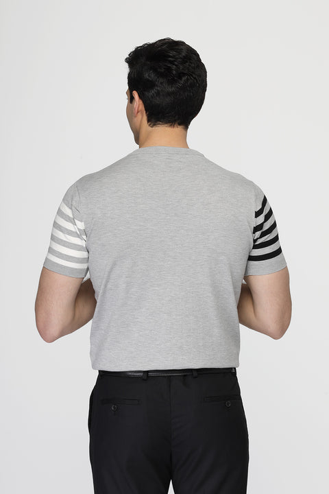 Regular Fit Knitted T-Shirt Gray