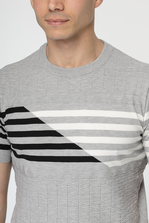Regular Fit Knitted T-Shirt Gray