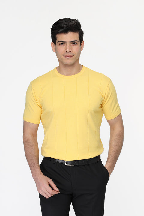 Regular Fit Knitted T-Shirt Yellow