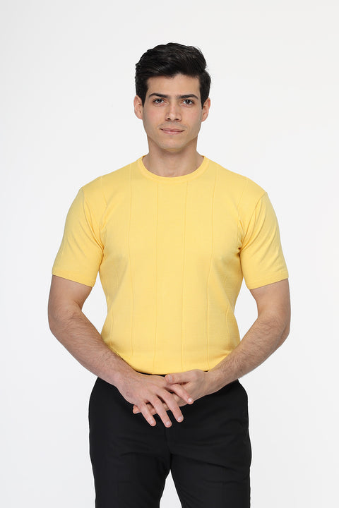 Regular Fit Knitted T-Shirt Yellow