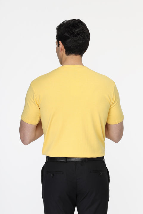 Regular Fit Knitted T-Shirt Yellow