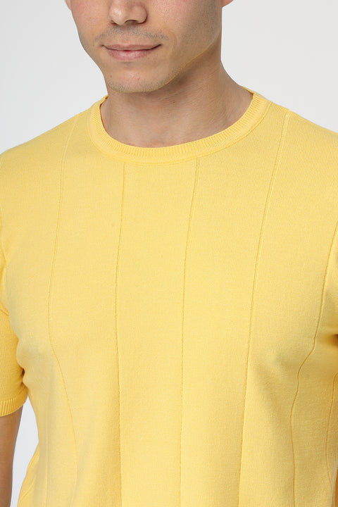 Regular Fit Knitted T-Shirt Yellow