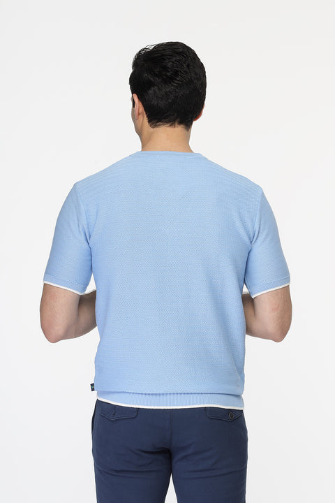 Regular Fit T-Shirt Knitted Light Blue