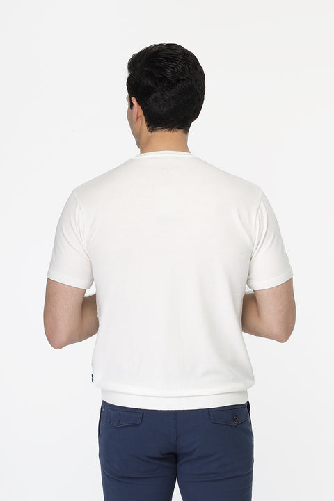 Regular Fit Knitted T-Shirt Light Blue