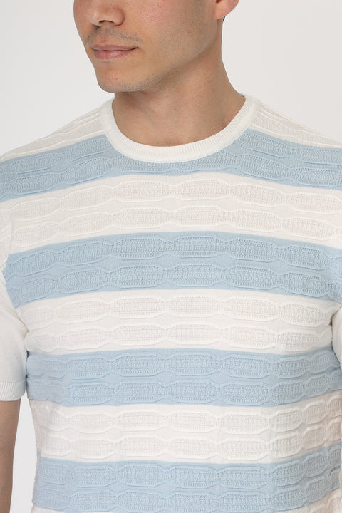 Regular Fit Knitted T-Shirt Light Blue