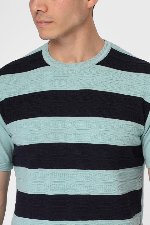 Regular Fit Knitted T-Shirt Turquoise