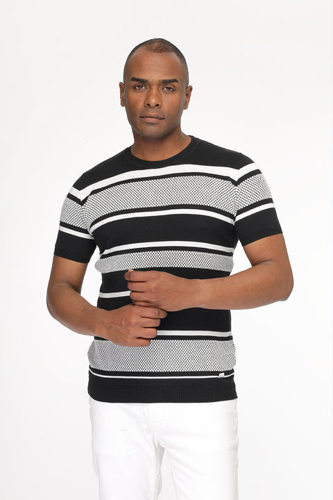 Regular Fit Knitted T-Shirt Black
