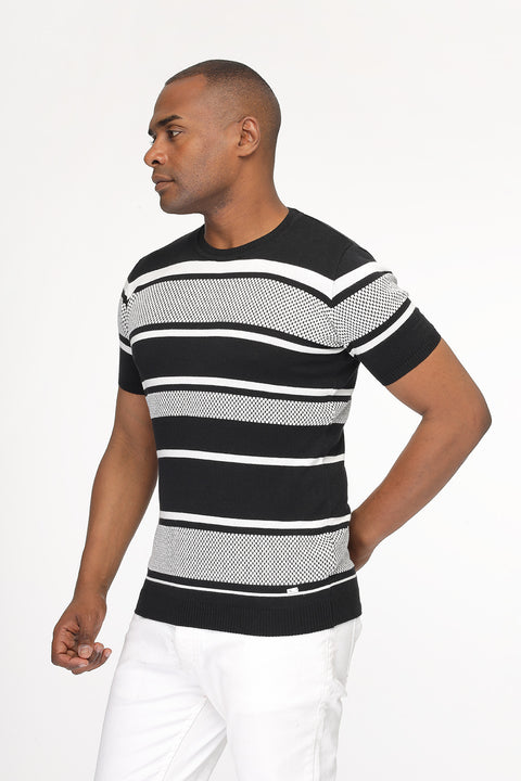 Regular Fit Knitted T-Shirt Black