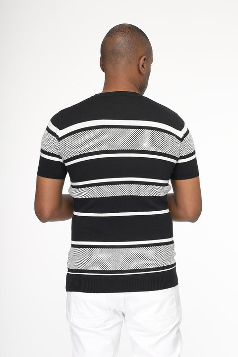 Regular Fit Knitted T-Shirt Black
