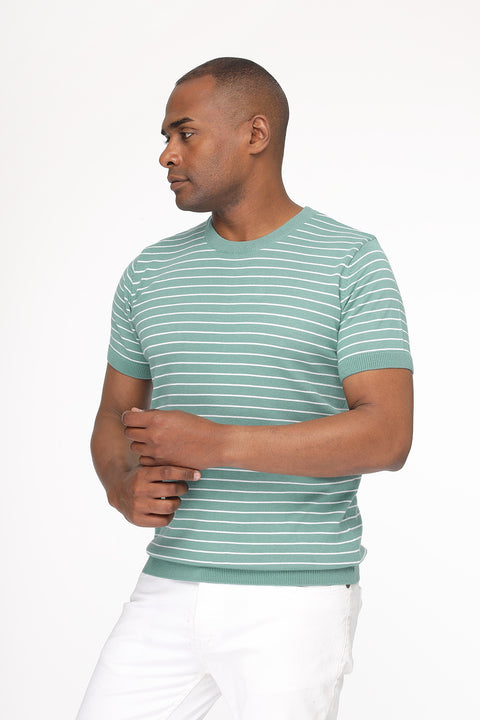 Regular Fit Knitted T-Shirt Light Green