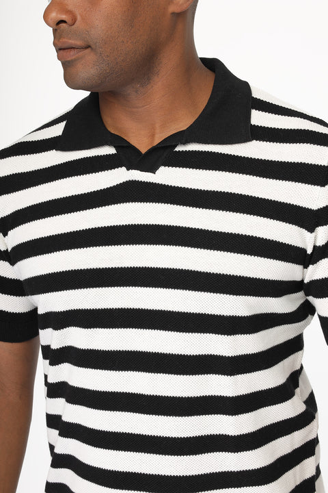Polo Shirt Regular Fit Knitted Black