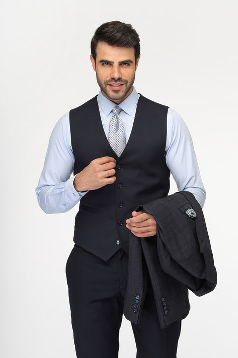 Slim Fit Suit Dark Blue