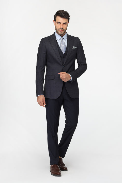Slim Fit Suit Dark Blue