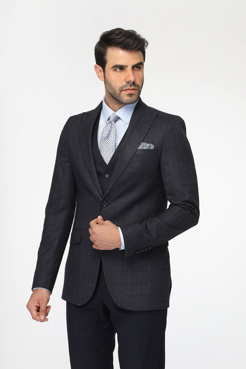 Slim Fit Suit Dark Blue