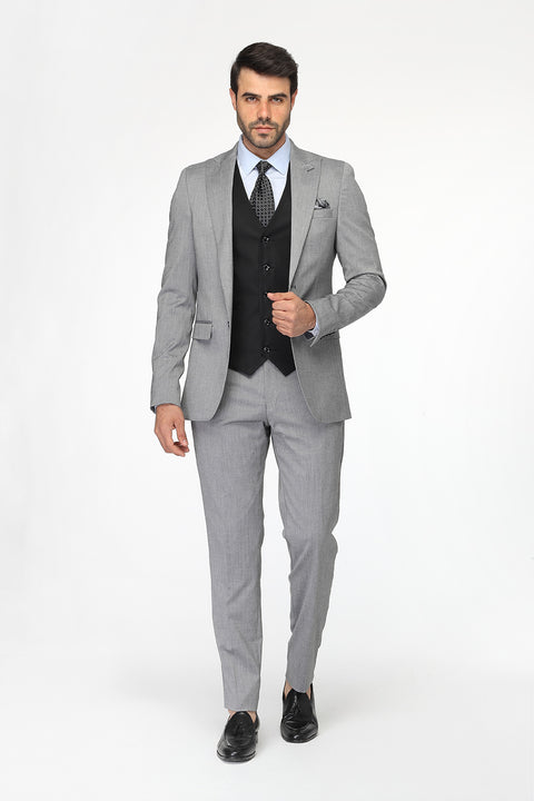 Slim Fit Suit Light Gray