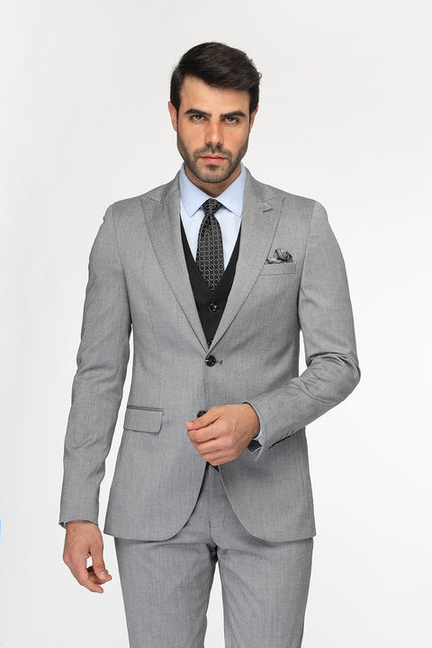 Slim Fit Suit Light Gray
