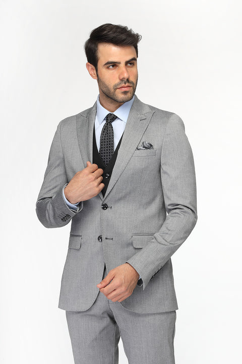 Slim Fit Suit Light Gray