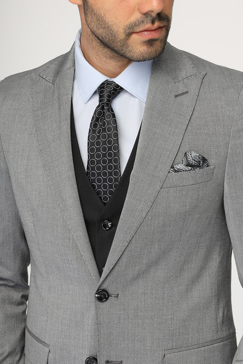 Slim Fit Suit Light Gray