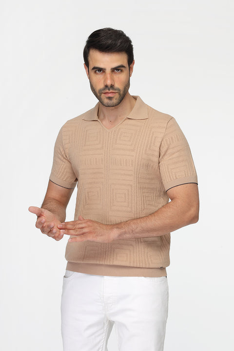 Polo Shirt Regular Fit Knitted Beige