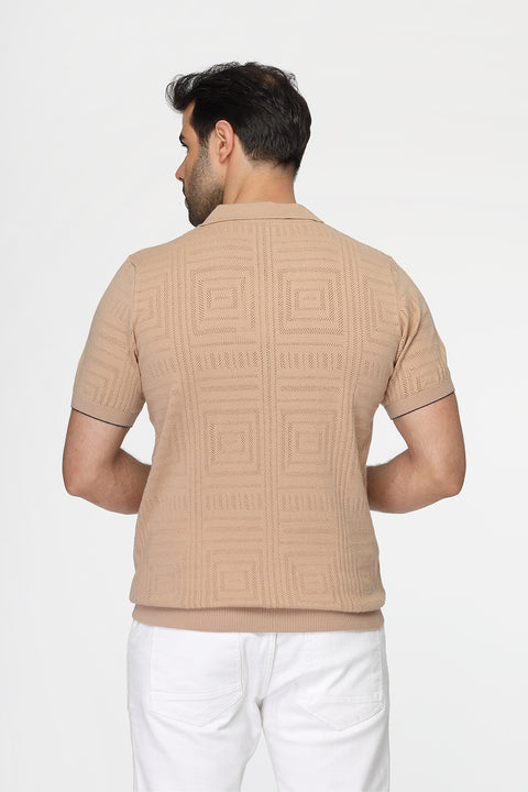 Polo Shirt Regular Fit Knitted Beige