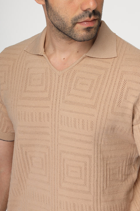 Polo Shirt Regular Fit Knitted Beige