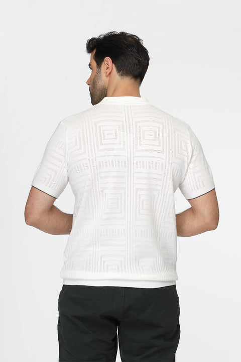 Polo Shirt Regular Fit Knitted Off White