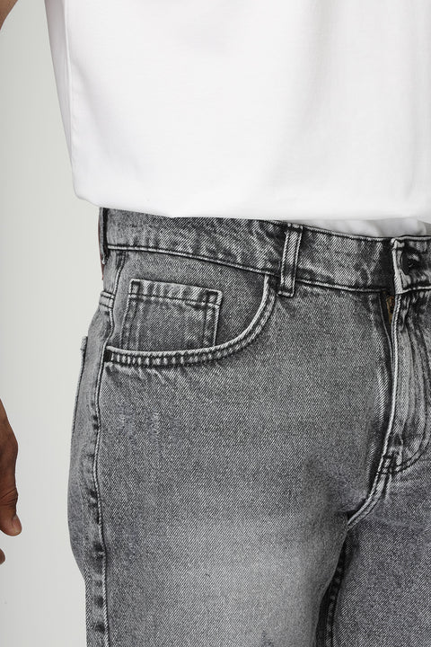 Regular Fit Jeans Short Light Gray