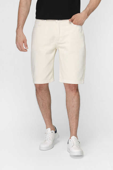 Regular Fit Jeans Short Off White