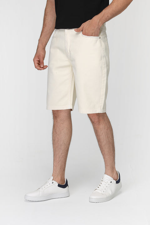Regular Fit Jeans Short Off White