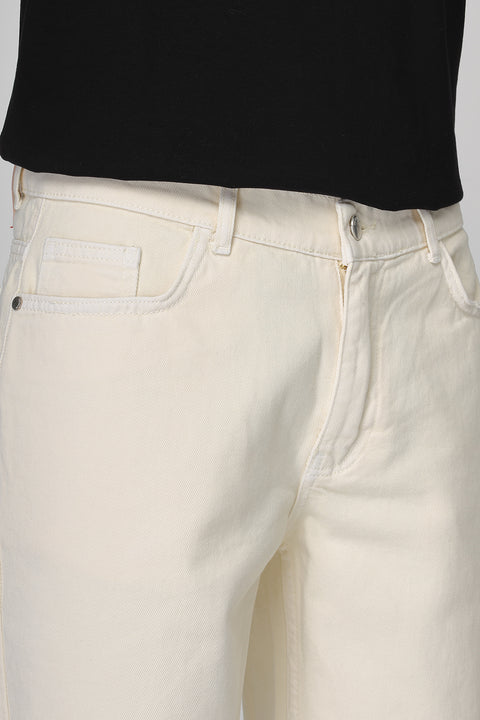 Regular Fit Jeans Short Off White