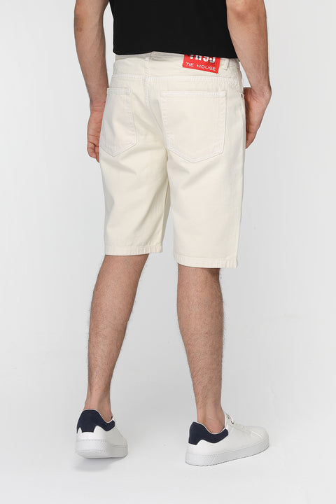 Regular Fit Jeans Short Off White