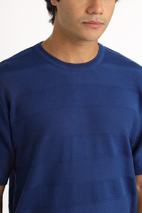 Regular Fit T-Shirt Knitted Blue