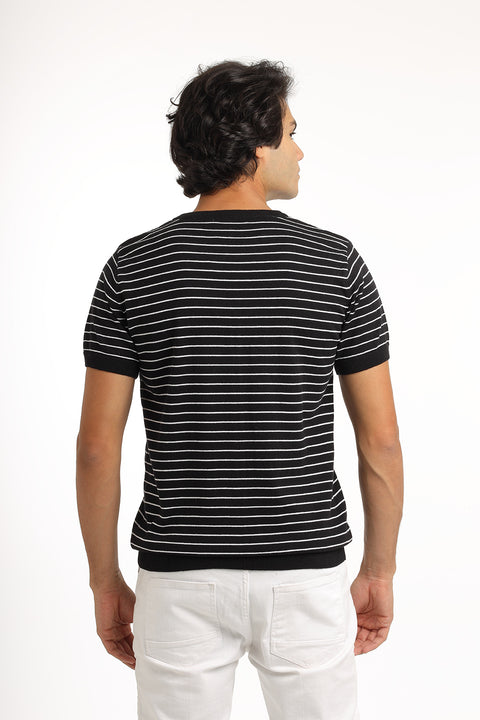 Regular Fit Knitted T-Shirt Black