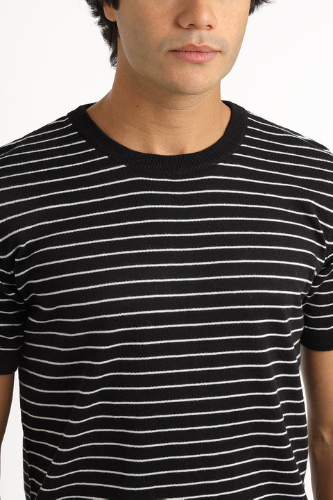 Regular Fit Knitted T-Shirt Black