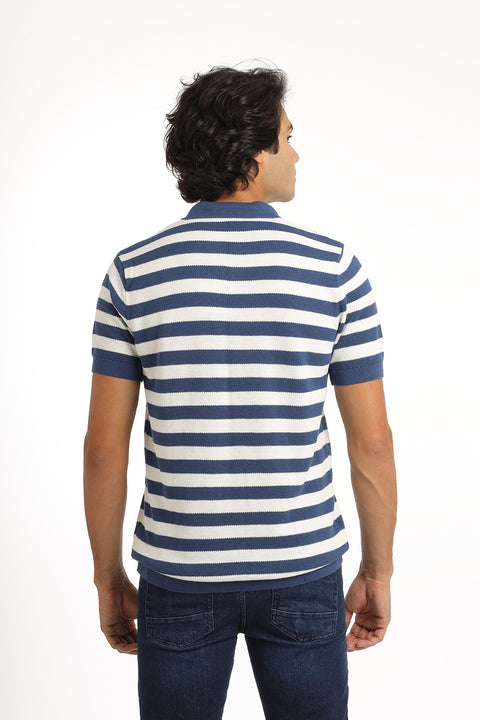 Polo Shirt Regular Fit Knitted Blue