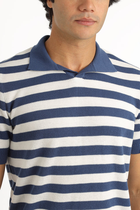 Polo Shirt Regular Fit Knitted Blue
