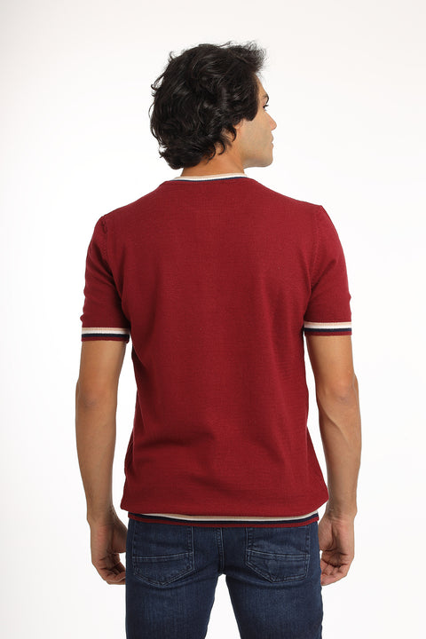 Regular Fit T-Shirt Knitted Maroon