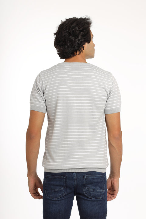 Regular Fit Knitted T-Shirt Gray