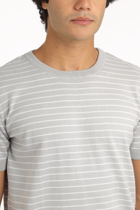 Regular Fit Knitted T-Shirt Gray