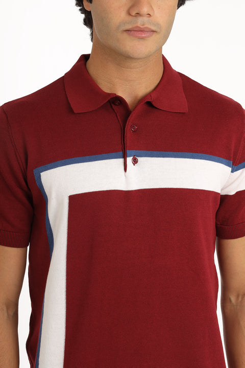 Polo Shirt Regular Fit Knitted Maroon