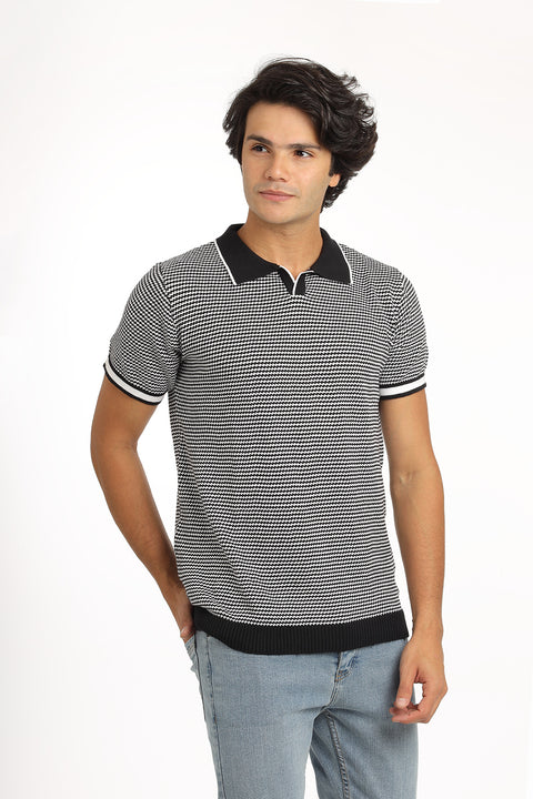 Polo Shirt Regular Fit Knitted Black