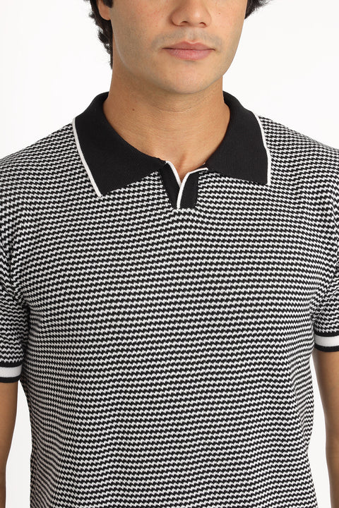 Polo Shirt Regular Fit Knitted Black