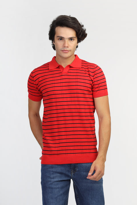 Polo Shirt Regular Fit Knitted Red