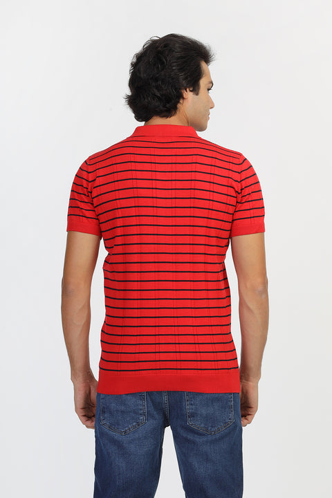 Polo Shirt Regular Fit Knitted Red