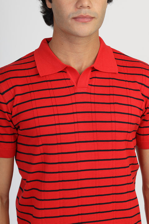Polo Shirt Regular Fit Knitted Red